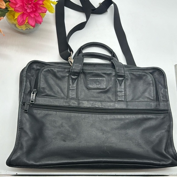 Tumi Black Super Soft Leather Briefcase BP6641B - Picture 1 of 16